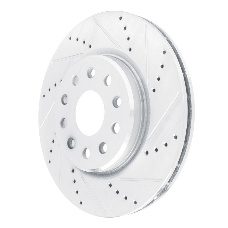 Jeep Grand Cherokee Brake Rotor (1) - Front Right - R1 Concepts - Drilled & Slotted - Silver - `22-`25